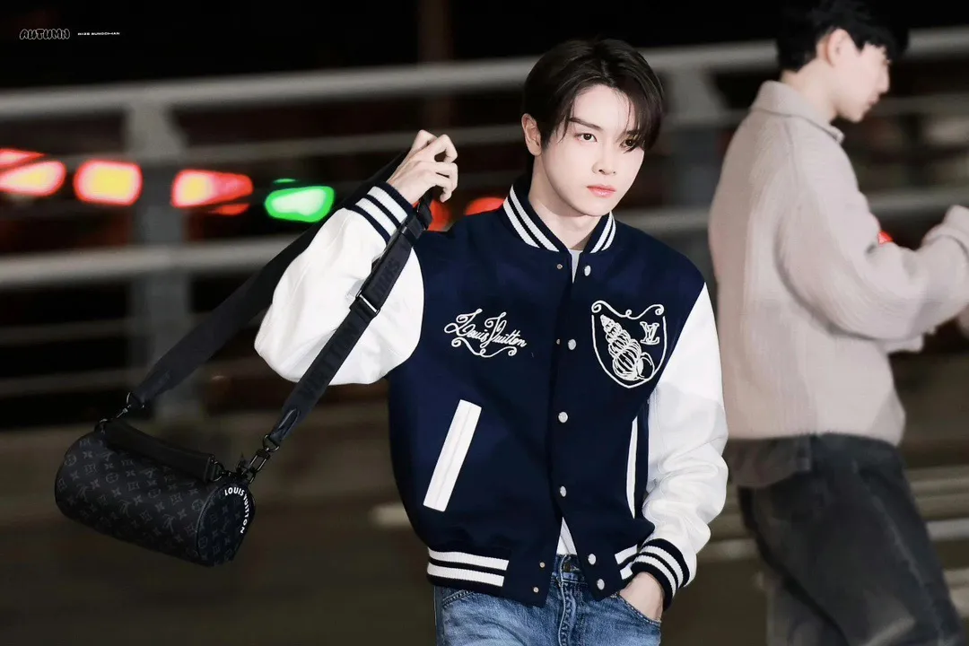 Louis Vuitton/Louis Vuitton 24Fw conch embroidered letter logo baseball jacket